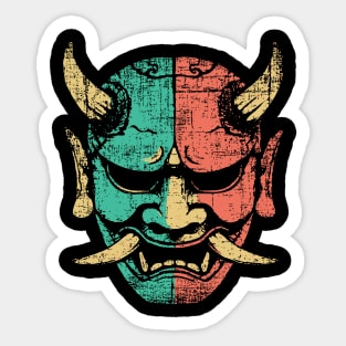 Retro Japanese Oni Demon Mask Artwork Sticker